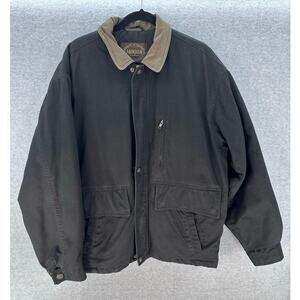 Vintage Aberdeen Mens sz M Black Flannel Lined Jacket Chore Barn Cotton Flannel